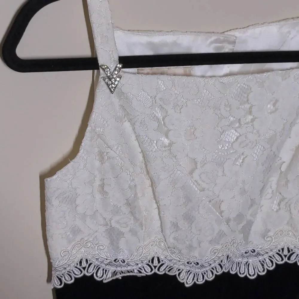 Scott McClintock A Line Dress Black Lined Spaghetti Strap Lace 6 New Deadstock - Picture 3 of 15